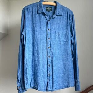 Rodd & Gunn‎ Sports Fit Blue Linen Blend Long Sleeve Button Down Dress Shirt XL